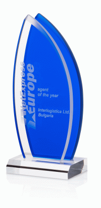 Glaspokal "Mare Sail Award" mit Lasergravur