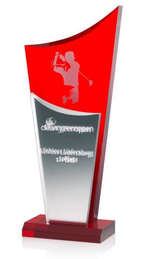 Glaspokal "Ignis Equitatio Award" mit Lasergravur