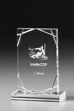 Glastrophäe "Abax Award" mit Glasgravur