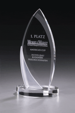 Glastrophäe "Frozen Arrowhead Award" mit Glasgravur