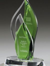 Glaspokal "Prasinus Flame Award" mit Lasergravur