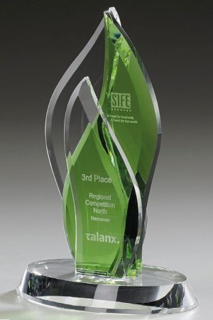 Glaspokal "Prasinus Flame Award" mit Lasergravur