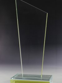 Glastrophäe "Quino Gelb Award" mit Glasgravur