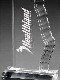Glastrophäe "Sadako Award" mit Lasergravur