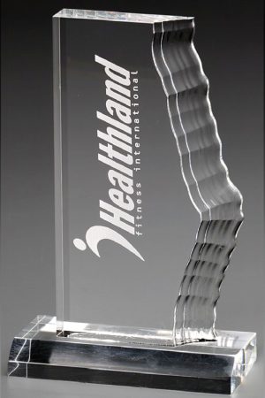 Glastrophäe "Sadako Award" mit Lasergravur
