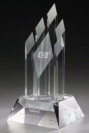 Glastrophäe "Five Star Diamond Award" mit Lasergravur