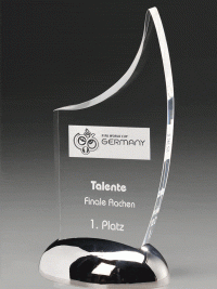 Glastrophäe "Metallicus Sail Award" mit Glasgravur