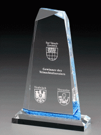 Glastrophäe "Tidus Award" mit Glasgravur