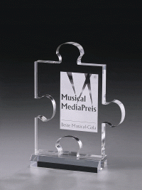 Glastrophäe "Puzzle Award" mit Glasgravur