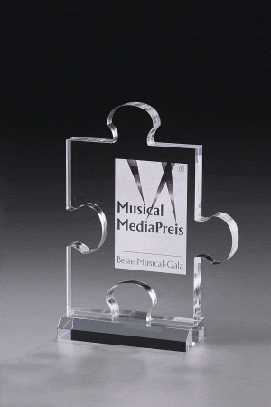 Glastrophäe "Puzzle Award" mit Glasgravur