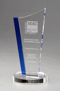 Glaspokal "Drive Award" mit Lasergravur