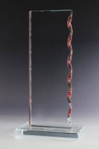 Glaspokal "Ciuito Rot Award" mit Lasergravur