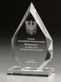 Glaspokal "Easy Flame Award" mit Glasgravur