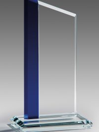 Glastrophäe "Exis Award" mit Lasergravur