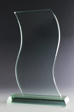 Glastrophäe "Impetus Award" mit Lasergravur