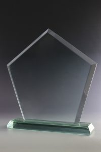 Glastrophäe "Leno Award" mit Glasgravur