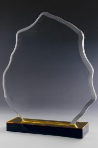 Glastrophäe "Mons Award" mit Glasgravur