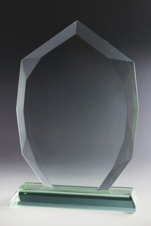 Glastrophäe "Octa Award" mit Glasgravur