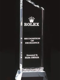 Glastrophäe "Oxigen Award" mit Glasgravur