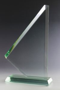 Glastrophäe "Panax Award" mit Glasgravur
