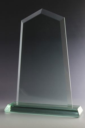 Glastrophäe "Sagita Award" mit Glasgravur