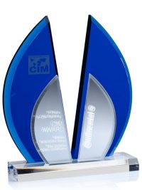 Glaspokal "Blue Flight Award" mit Glasgravur