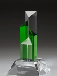 Glastrophäe "Prasinus Castellum Award" mit Glasgravur