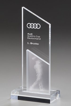 Glastrophäe "Aroa Award" mit Glasgravur
