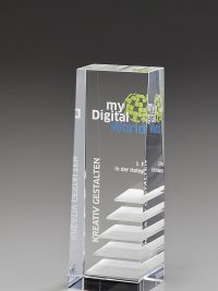Glastrophäe "Bonus Award" mit Glasgravur