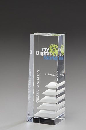 Glastrophäe "Bonus Award" mit Glasgravur