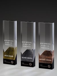 Glastrophäe "Earth Award" mit Glasgravur