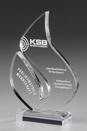 Glastrophäe "Emotion Award" mit Glasgravur