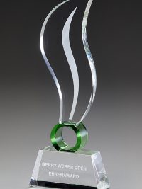 Glaspokal "Prasinus Blaze Award" mit Lasergravur