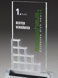 Glaspokal "Stairway Award" mit Glasgravur