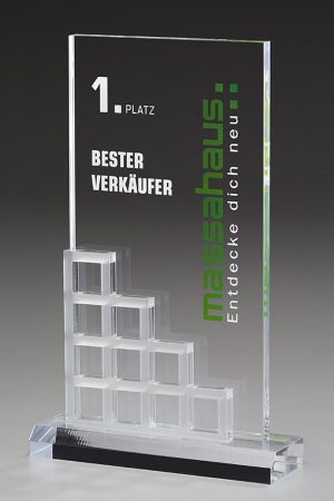 Glaspokal "Stairway Award" mit Glasgravur