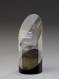 Glastrophäe "Encore Award" mit Glasgravur