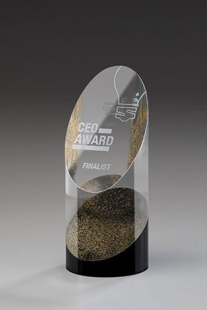 Glastrophäe "Encore Award" mit Glasgravur