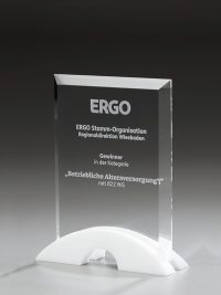 Glaspokal "Bridge Award" mit Lasergravur