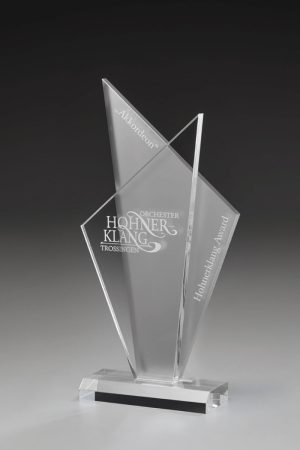 Glaspokal "Atlas Award" mit Lasergravur