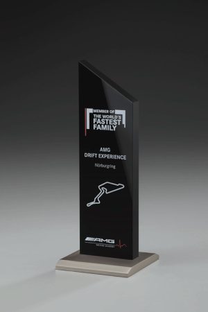 Glaspokal "Black Metal Award" mit Lasergravur