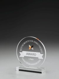 Glaspokal "Disc Award" mit Lasergravur