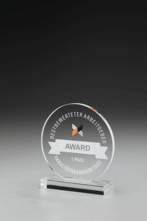 Glaspokal "Disc Award" mit Lasergravur