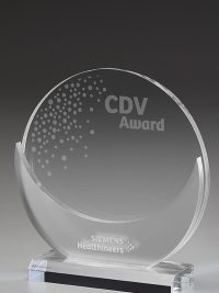 Glaspokal "Iocus Award" mit Lasergravur
