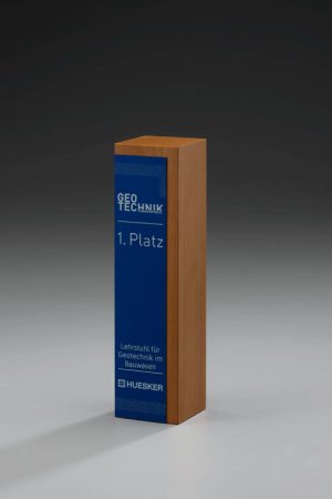 Glaspokal "Lumber Plate Award" mit Lasergravur