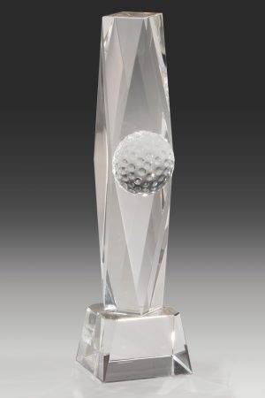 Golfpokal "Decus Award" mit einem Golfball