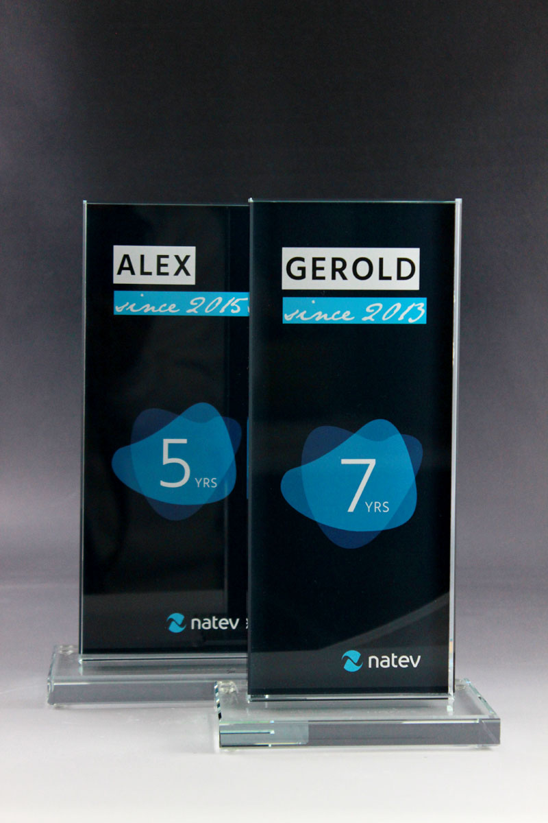 Glastrophäen mit Digitaldruck