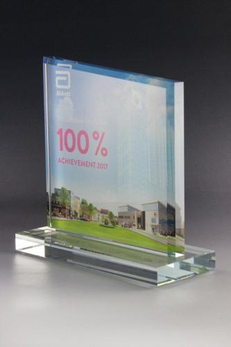 Glastrophäe mit vollflächigem Digitaldruck