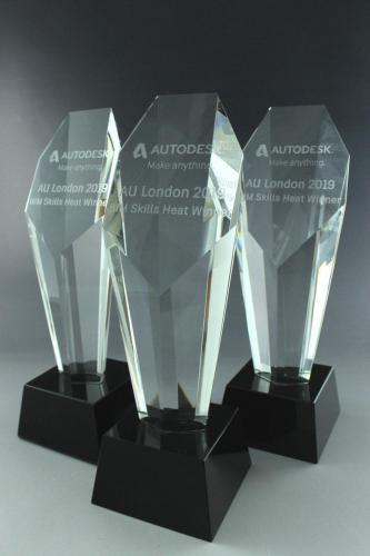 Glastrophäen mit einer Lasergravur