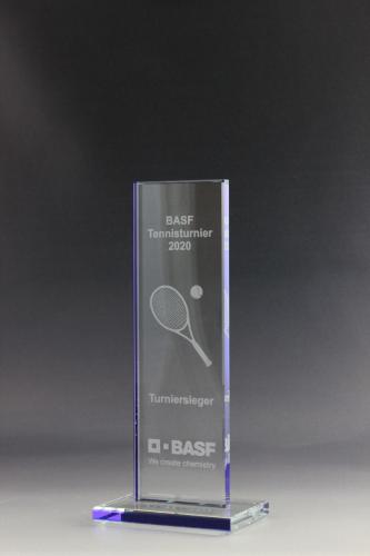 Glaspokal mit Lasergravur für ein Tennisturnier