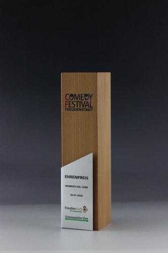 Glastrophäe aus Holz mit UV-Direktdruck